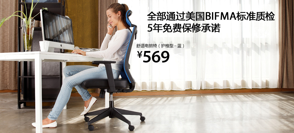 舒适电脑椅(护椎型-蓝色)